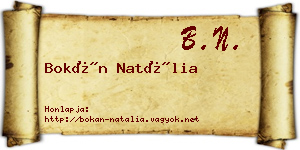 Bokán Natália névjegykártya